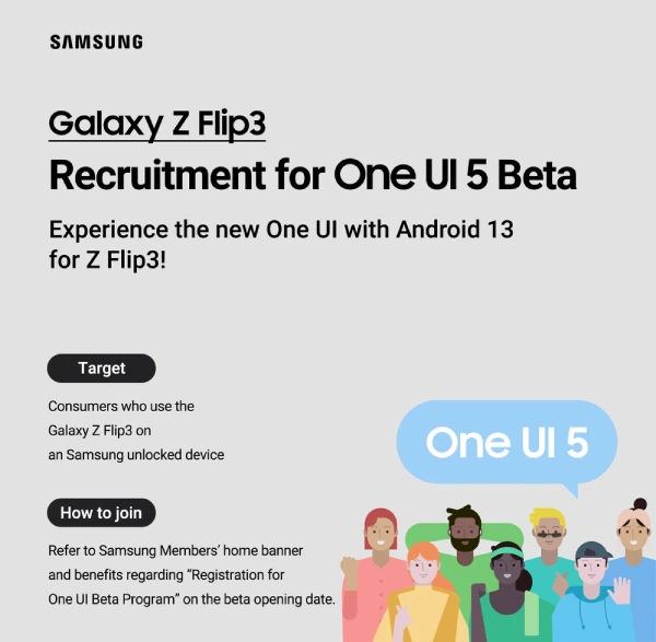 Galaxy Z Flip 3 One UI 5 beta announcement poster