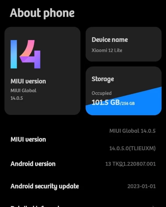 تحديث MIUI 14 لـ Xiaomi 12 Lite
