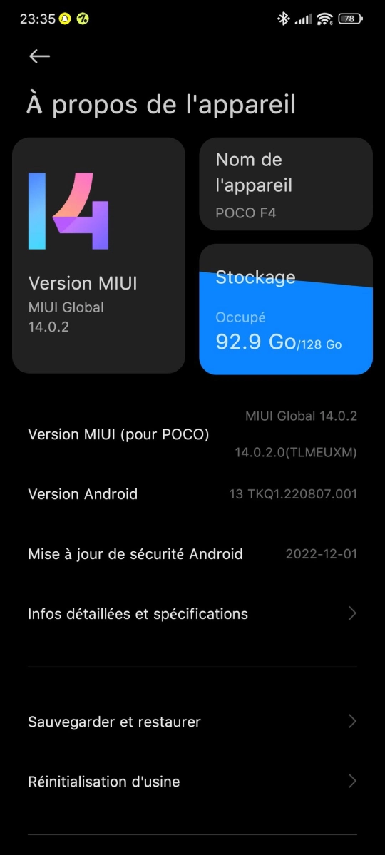 تحديث MIUI 14 لهاتف Poco F4